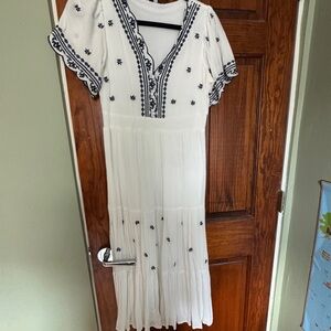 Embroidered White Dress